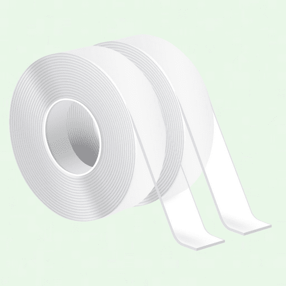 Transparent Nano Double Sided Adhesive Tape (2 Rolls, 10FT) - Multipurpose Foam Tape for Carpet Mats, Photo Frames, Crafts, and More