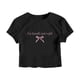 thumbnail image 1 of Camiseta de manga corta y cuello redondo para mujer - Estampado con lazo y eslogan, top informal de verano, disponible en tallas XS-XL, 1 of 5