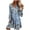 Blue, variant on Womens Summer Maxi Dresses V Neck Long Sleeve Floral Print Casual Flowy Mini Dress