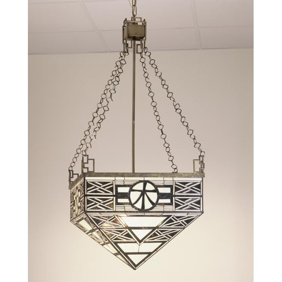 Meyda Home Indoor Decorative Ceiling Light 21""Sq Wood Symbol Inverted Pendant