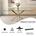 thumbnail image 5 of Sumdeal Modern 5-Piece Dining Table Set, 63" Rectangular Tempered Glass Table with 4 Gray PU Leather C-Frame Cantilever Chairs, Ghrome Plated Metal Legs, Luxury Kitchen & Dining Furniture, 5 of 9