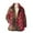 K-Brick Red, variant on Women's Fall Jackets Vintage Floral Print Fleece Fuzzy Lapel Button Down With Pocket Warm Padded Lightweight Coats