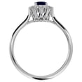 thumbnail image 3 of SuperJeweler 2/3 Carat Oval Shape Created Sapphire and Halo Diamond Ring In Sterling Silver For Women, 3 of 6