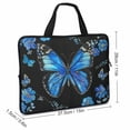 thumbnail image 2 of JRXY Blue Butterfly Blue Flowers Black Background Neoprene Laptop Handle Bag 15inch, 2 of 5