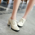 thumbnail image 4 of Women'sChunkyBlockHeelsOxfordsVintageWingtipBroguesRoundToeLace-upPumpsHighHeeledBootiesDressShoes, 4 of 5