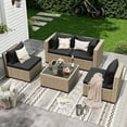 thumbnail image 3 of POTEBAN 5 Pieces Outdoor Patio Furniture Set, Outdoor Wicker Patio Conversation Set with Cushions for Backyard, Porch, Garden(Black), 3 of 9