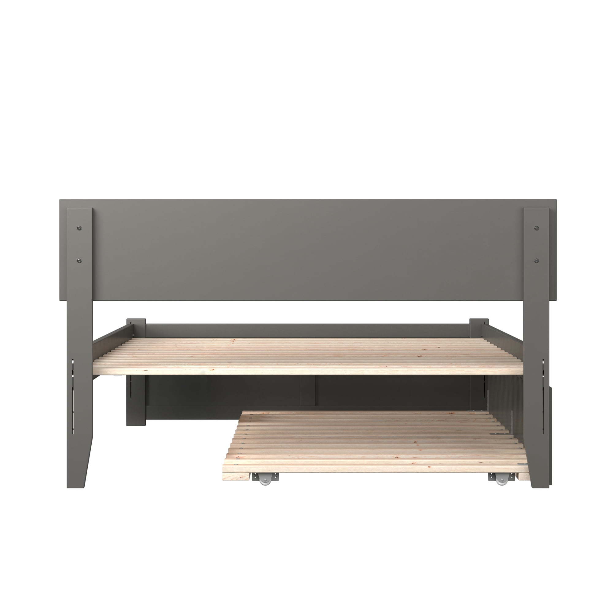 AFI Orlando Queen Wood Platform Bed with Headboard Footboard & Twin XL Trundle, Grey