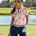 thumbnail image 3 of COEQINE Women Short Sleeve Golf Shirts Moisture Wicking 1/4 Zip Golf Tops Corgi Heart Shaped Balloon and Paw Print Pattern Workout Polo Shirts Quick Dry Fit Sportswear for Valentine's Day, XS, 3 of 7