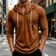 thumbnail image 2 of Mens Hoodie Pullover Thin 3/4 Sleeve Drawstring Pullover Hoodie Casual Sweatshirts with Hood Lightweight Hoodies Brown M, 2 of 7
