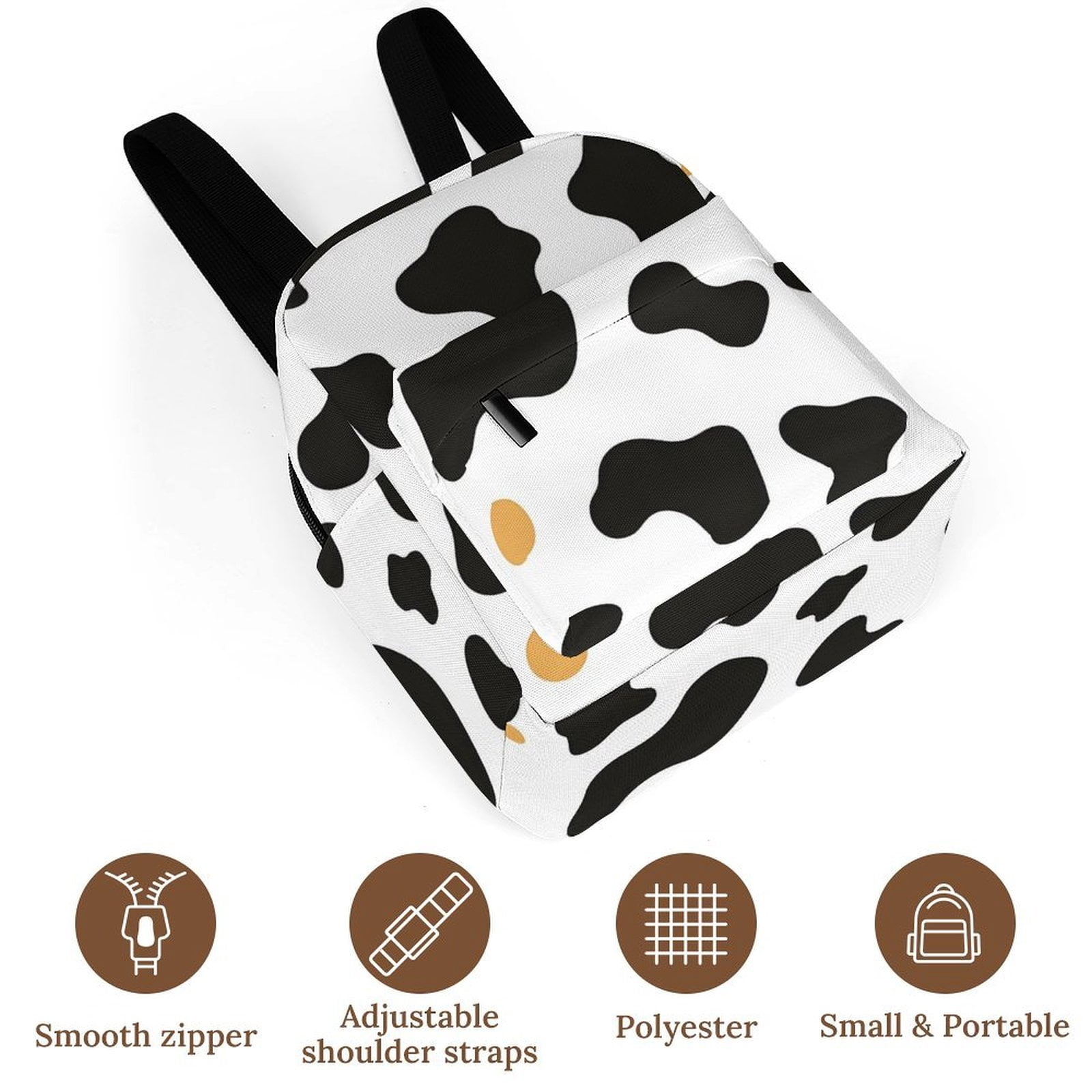 8.1×10in Casual Women'S Backpack With Anti-Contraction And Stretch For Sports Activities Travel Picnics Simple Cow Print Pattern, Vector Art Style_2
