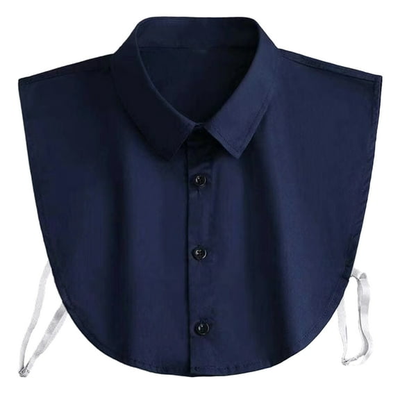 NUZYZ Adult Fake Collar Lapel Single Breasted False Collar Adjustable Strap Solid Color Business Collar Inside Office Work Fake Shirt Collar,Navy Blue