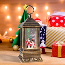 Christmas Musical Snow Lantern with Santa & Snowman, LED USB/Battery-Powered Holiday Decor, Rotating Holiday Scene