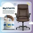 thumbnail image 3 of Serta Torrington Ergonomic Polyurethane Big & Tall Chair 400 lb. Capacity Dark Walnut Brown, 3 of 9