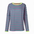 thumbnail image 4 of Godom Womens Tops Long Sleeve Shirts Round Neck Loose Casual Blouses Stripes Tshirts, 4 of 6