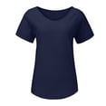 thumbnail image 4 of Pimfylm Plus Size Pullover Shirt for Women V Neck Button Summer Casual Tunic Tops(Navy,L), 4 of 8