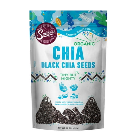 Suncore Foods Organic Gluten-Free Black Chia Seeds, 15oz