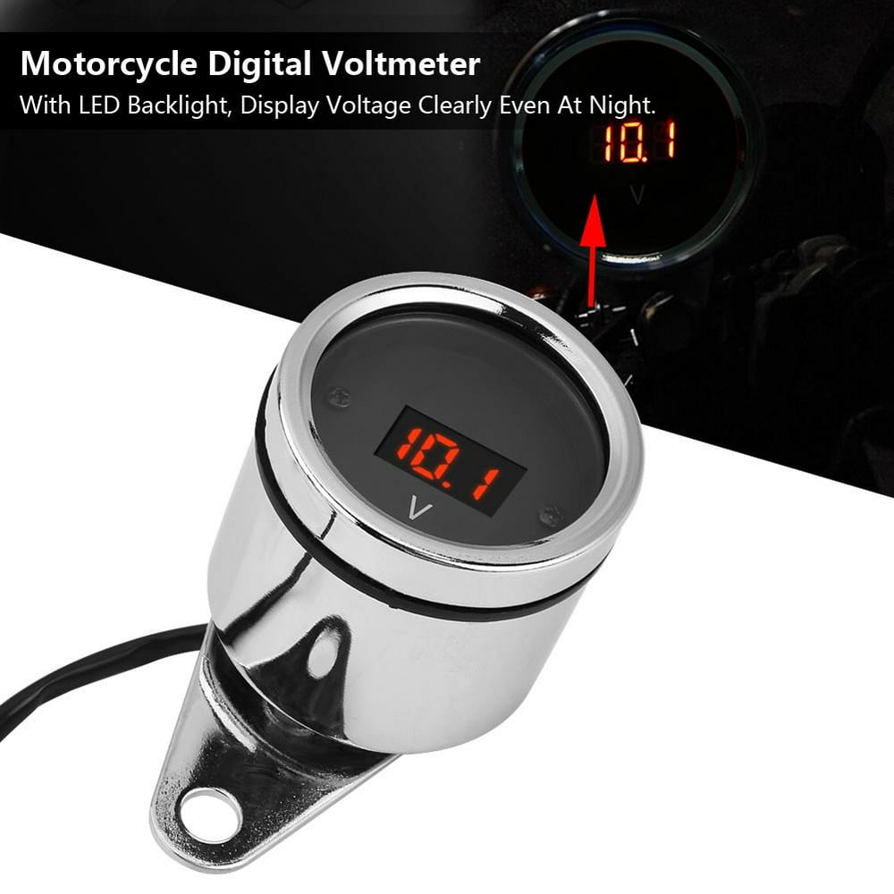 OTVIAP 12V Motorcycle LED Light Digital Voltmeter Voltage Meter Gauge