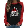 thumbnail image 1 of Camisas Navideñas Para Mujer, Camisetas de Manga Larga, Moda de Retazos, Cuello Redondo, Blusa Holgada Con Estampado de Otoño Odeerbi  ODB198617, 1 of 6