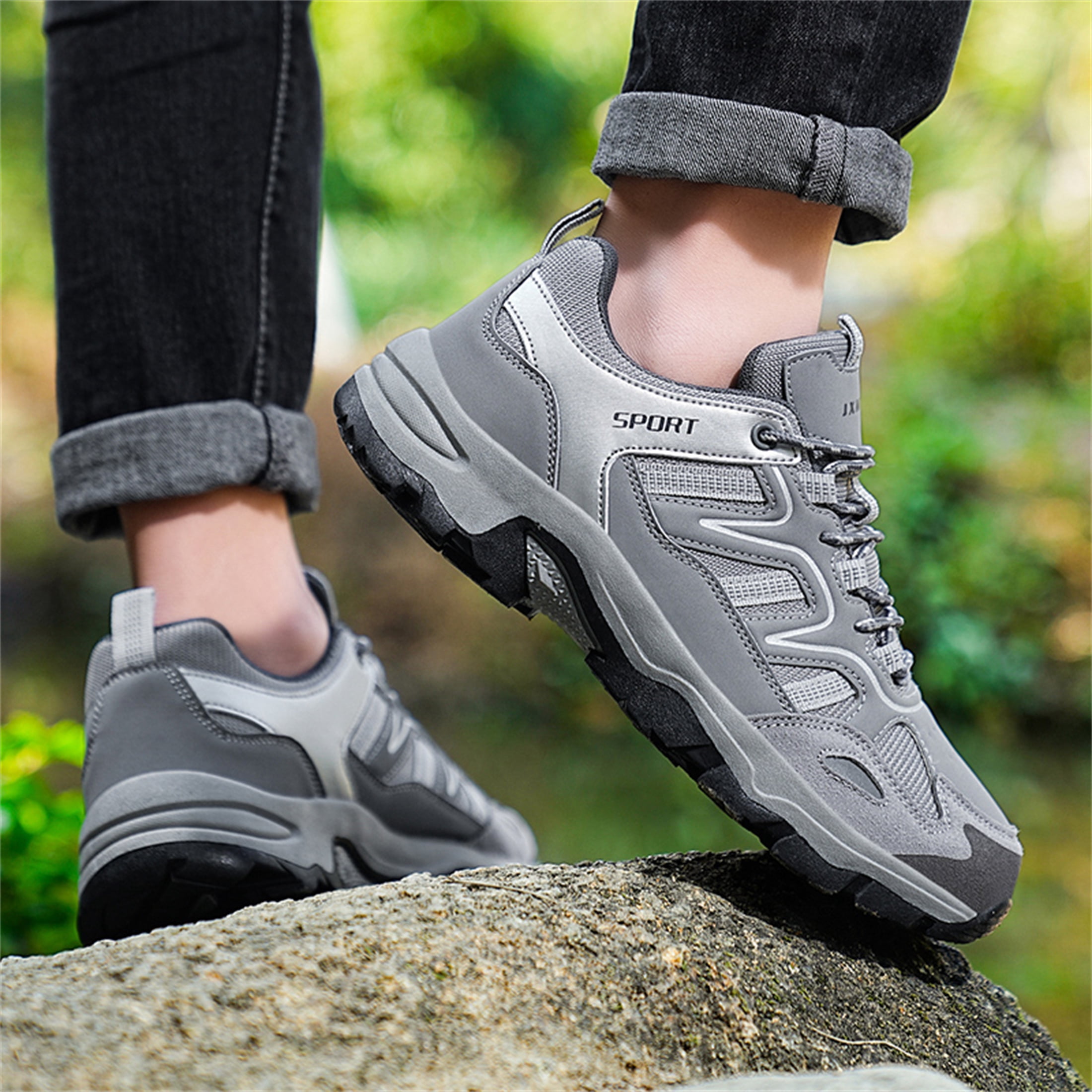 LASUDRAA Mens Womens Non-Slip Hiking Shoes Breathable Lightweight Outdoor Trekking Sneakers for Walking Camping