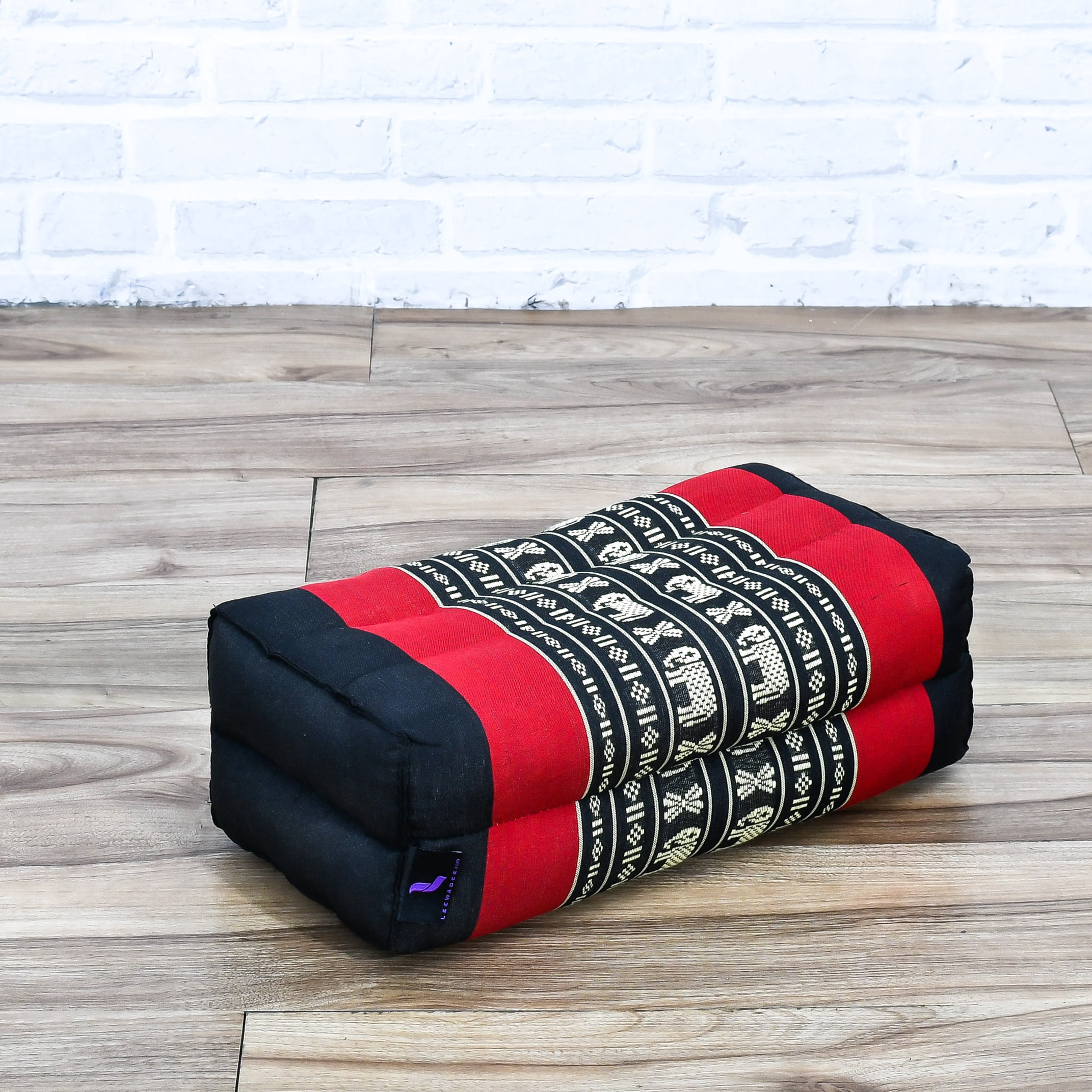 Leewadee Yoga Block - Floor Cushion for Yoga Practice, Meditation Seat Cushion for Workouts Filled with Kapok, 14 x 7 x 4.5″, Red