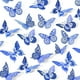 thumbnail image 1 of Xiao Hua Decoración de pared con mariposas, 48 piezas, 4 estilos, para cumpleaños, fiestas y tartas. Decoraciones de mariposas doradas extraíbles (azul, estilo aleatorio)., 1 of 5