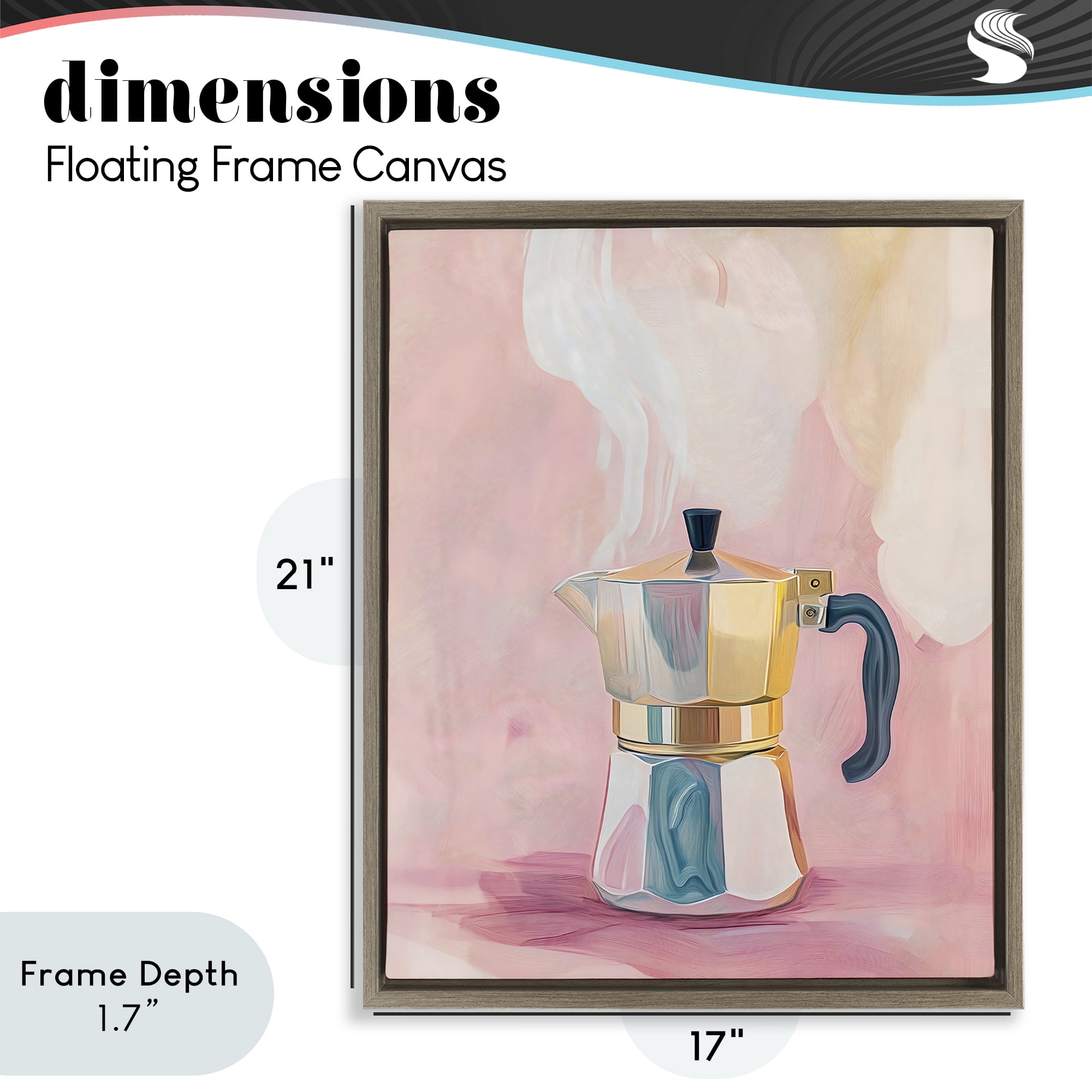 Stupell Industries Vintage Coffee Maker on Pink Brown Framed Floater Canvas Wall Art, design by The Prints Vibe