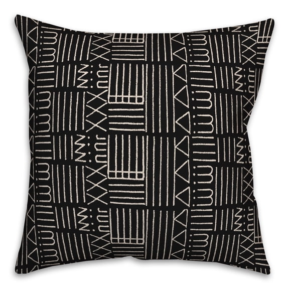 Creative Products Cream and Black Tribal Pattern 18 x 18 Indoor / Outdoor Pillow
