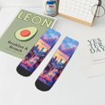 thumbnail image 7 of Fuzoiu Taxi Colorful Town Print Adult Socks, Crew Moisture-wicking Socks, Unisex Cushion Crew Socks,Casual Sports Ankle Socks, 7 of 7