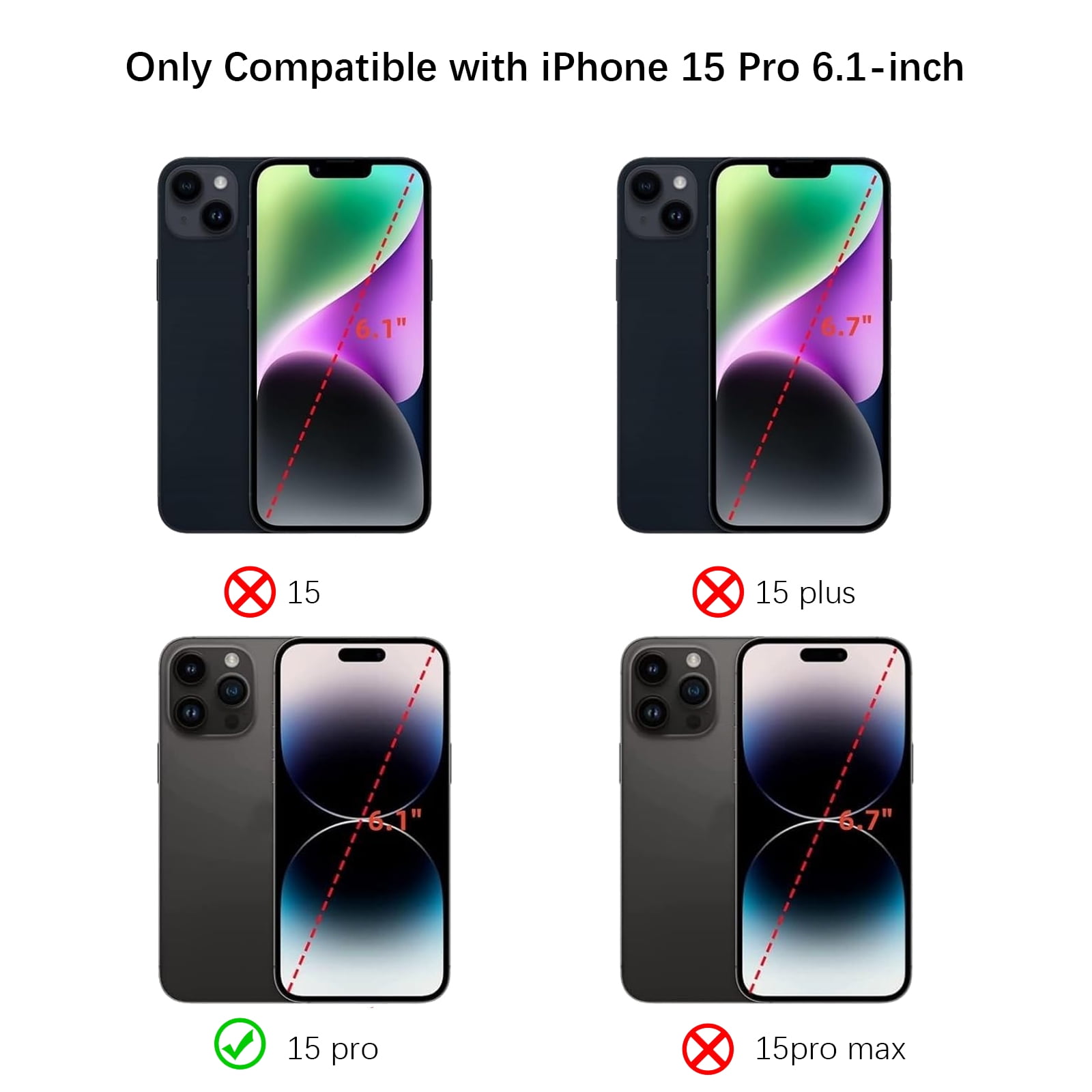 OEM Back Glass for iPhone 15 Pro (6.1-inch, Blue Titanium) with Wireless Charging Cable and Camera Bezel (Blue Titanium)