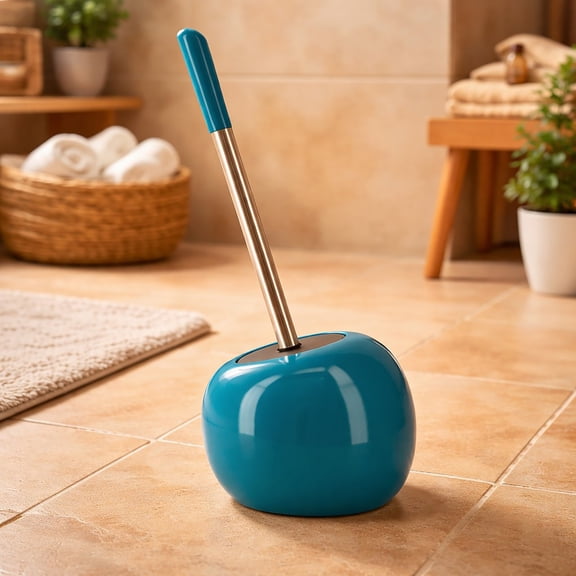 PISE Freestanding Peacock Blue Toilet Brush and Holder Set