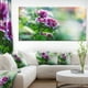 Fleurs Roses sur Fond Vert - Toile Florale Imprimé Art – image 1 sur 3