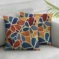 thumbnail image 3 of Blue Orange Yellow Pillow  Set of 2 Geometric Art Flower Print Decorative Outdoor Pillowcases Fall Colored Floral Farmhouse Throw Cushion Case Decor for Couch Sofa Bed, 3 of 7