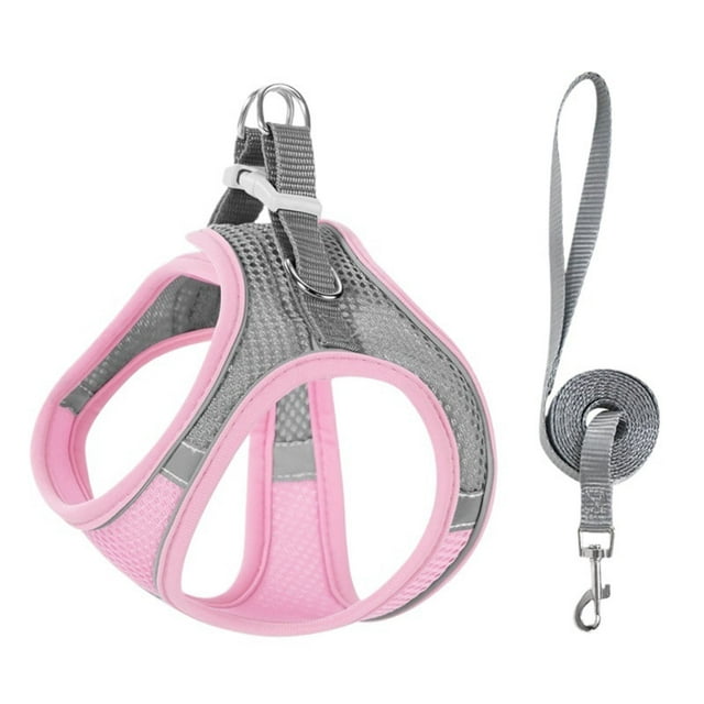 Cat Harness and Leash Set, Escape Proof Adjustable Soft Mesh Vest Jacket for Pet with Reflective Safety Strips