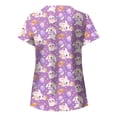 thumbnail image 4 of Blusa con cuello en V de manga corta para mujer, uniforme con bolsillos estampados de Pascua, blusa de enfermería Pompotops hkajfhjk462019, 4 of 4