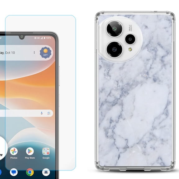 Phone Case for ATT Motivate Pro 2, with Screen Protector, by OneToughShield - Marble / Clouds