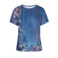 thumbnail image 4 of Summer Tops for Women UK 2025 Casual Print Short Sleeve Tops Crew Neck Blouse and Shirts Loose Fit Women T Shirts, 4 of 5
