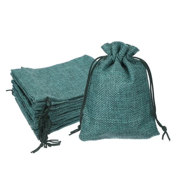 4x5.5 Inch Burlap Bags with Drawstring, 50 Pcs Linen Favor Gift Bags Reusable Jewelry Pouch Sacks for Party Christmas Festival, Green