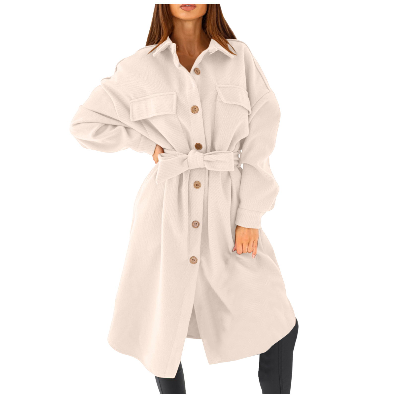 Trench Coat Belt Replacement Trench Coat Women's Faux Wool Thin Coat