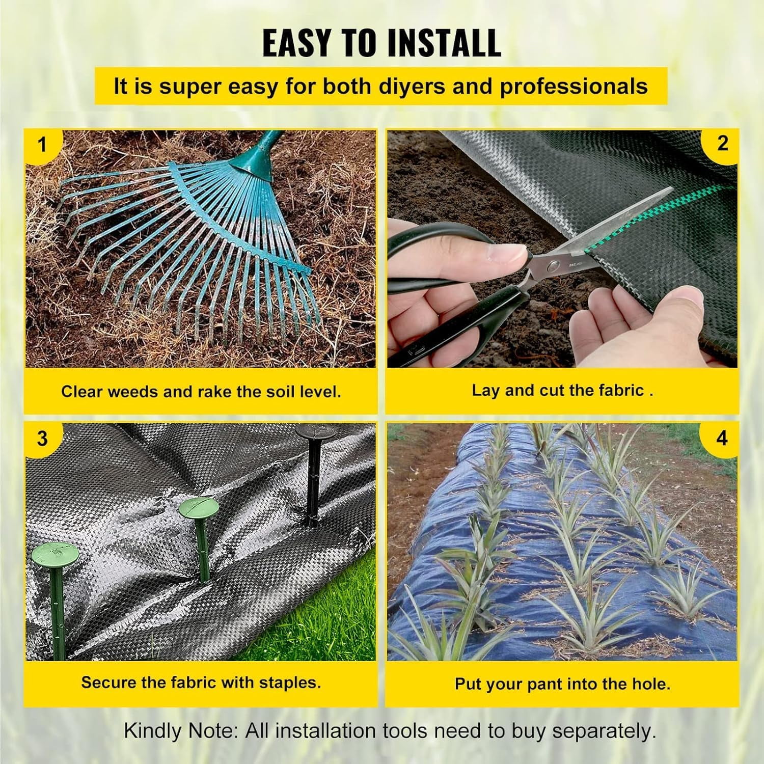Weed Barrier Fabric, Heavy Duty 4x100FT 5.8oz Woven Landscape Fabric, Garden Fabric Weed Barrier, Weed Control Fabric Ground Cover, Geotextile Fabric for Landscaping, Weed Block Gardening Mat