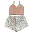 thumbnail image 4 of Womens Pajama Sets Trendy Lace Spaghetti Strap Shorts Plus Size Sleepwear,Khaki,3XLL, 4 of 4