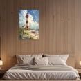 thumbnail image 3 of ZHONGYUTONG Farmhouse Canvas Lighthouse Wall Art Rustic Coastal Pictures Red White Tower Painting Beach Poster for Home Decor Framed (12.00" x 18.00"), 3 of 5