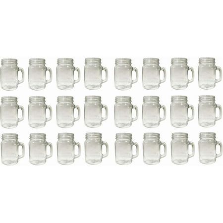 Mason Jar Glass Mugs with Handles Pint Size (16 ounce, 473 mL) Regular Mouth 24 Pieces