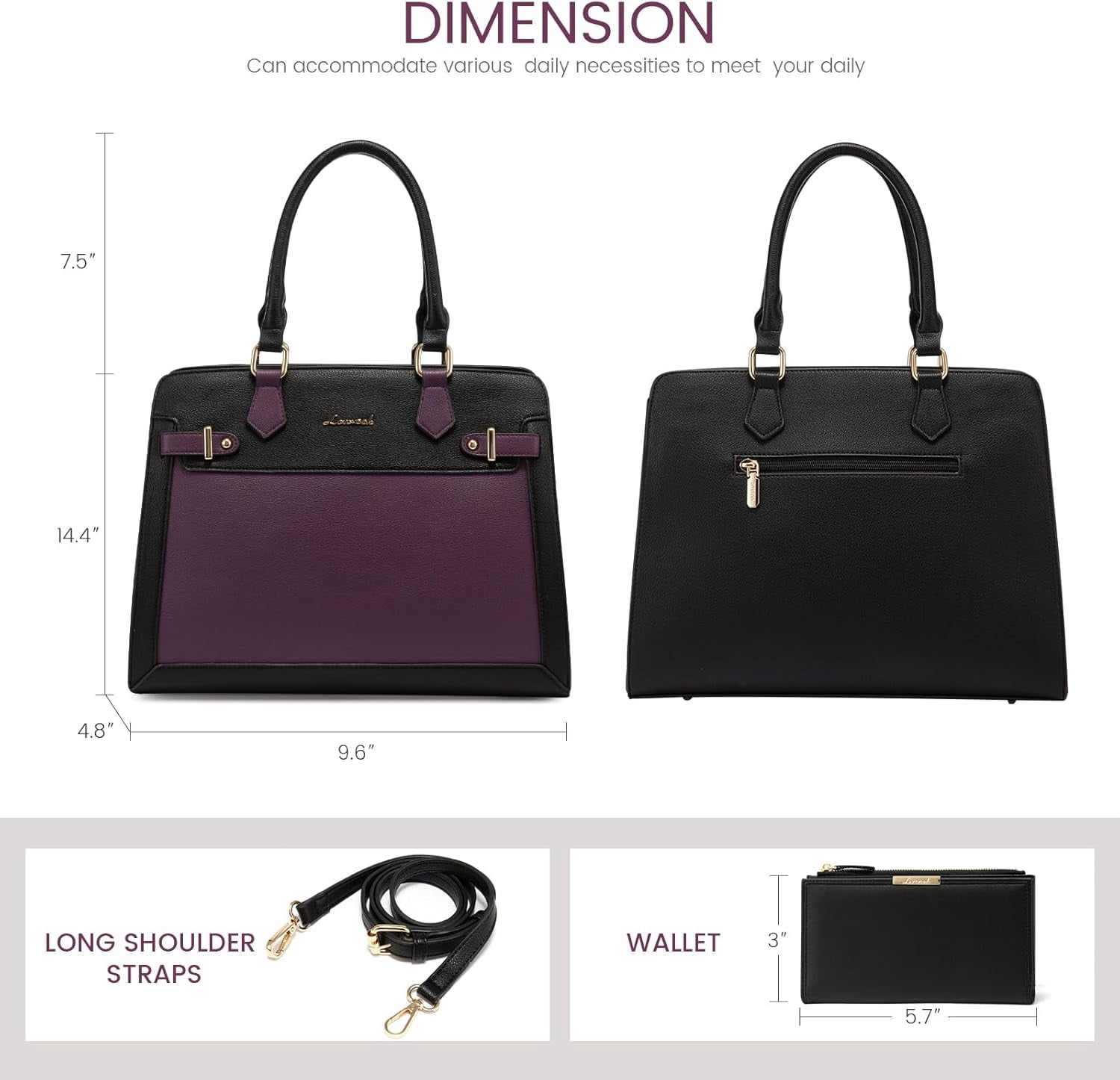 LOVEVOOK Purses and Handbags for Women, Tote Shoulder Bag Satchel Black Purse and PU Leather Top Handle for ladies