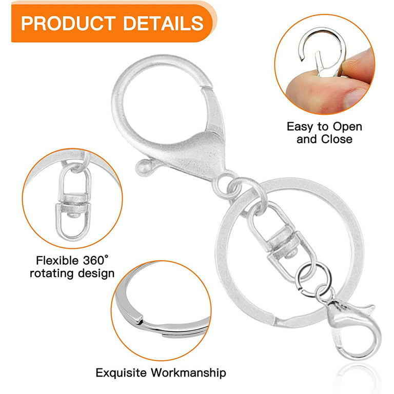 Lobster Claw Clasps Keychain for Jewelry Making,30pcs Metal Lobster Claw  Clasp with Key Ring 50pcs Alloy Lobster Clasp 100pcs Open Jump Ring for  Craft Project Jewelry Making(Total 180pcs,White K) 