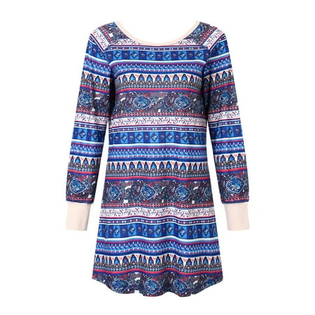 

Richie House Women s Print Shirt Dress Pajama Sleepwear RHW2833-A-M