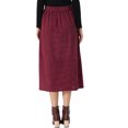 thumbnail image 3 of INSPIRE CHIC Corduroy Maxi Skirt for Women's Elastic High Waist Pockets Casual A Line Skirt L Burgundy, 3 of 6