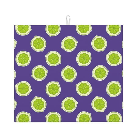 

Dish Drying Mats for Kitchen Counter - Cute Limes Purple 16x18In Anti-Slip Absorbent Microfiber Drying Mat for Kitchen Counter Mat Dish Rack Mat with Hanging Loop