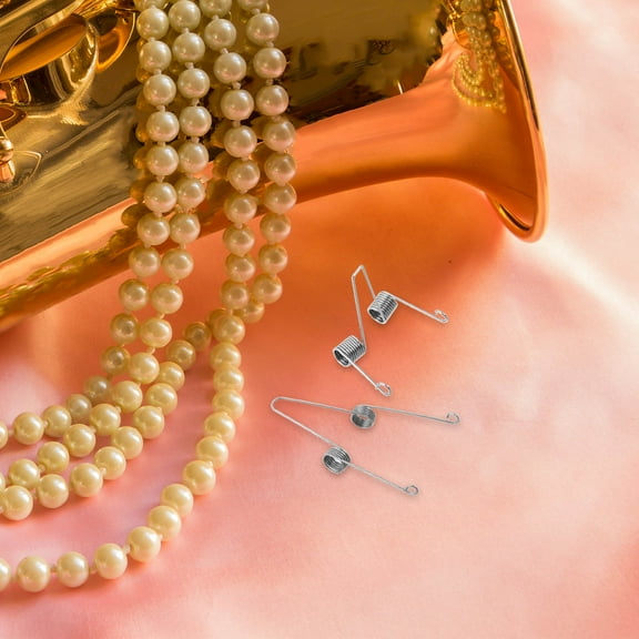 FRCOLOR 6pcs Water Key Spring Trombone Water Valve Band Trumpet Tuba Baritone Water Key Spit Horn Instrument Valve Cap Guide Gold Plated Flute Cello Musical Silver