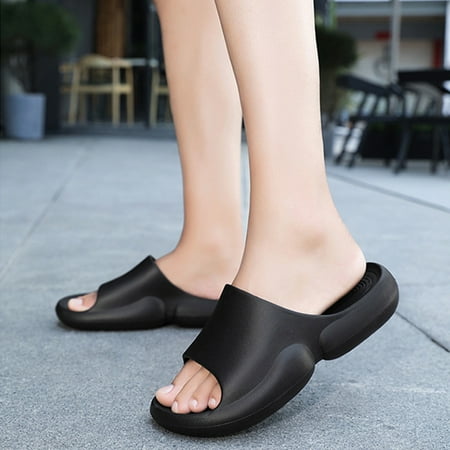 

YOTAMI Women s Sandals Fashion 2022 Summer Couple Women Men Slippers Fashion Casual Thick Bottomed Bathroom Bath Shoes Black