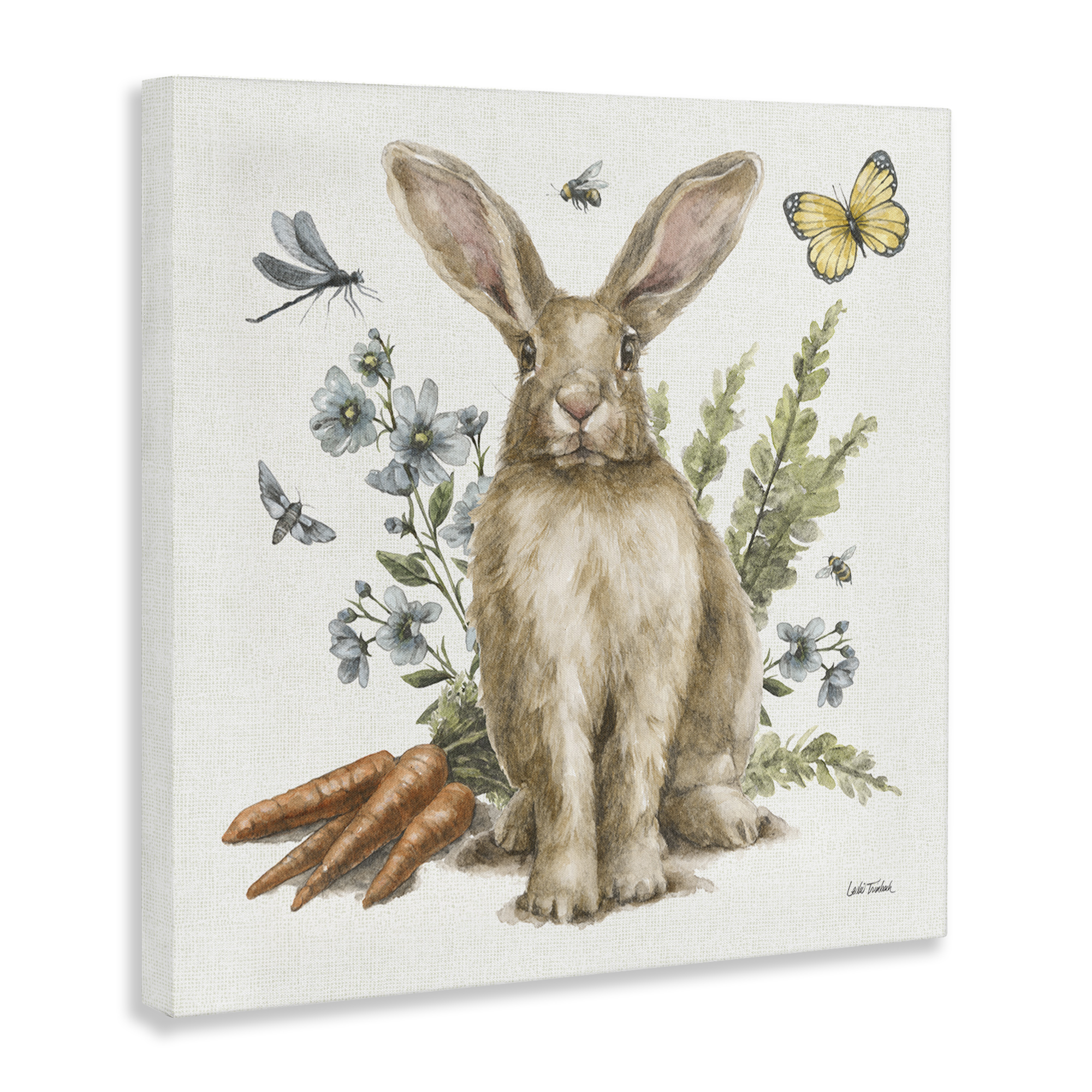 Stupell Industries Rabbit & Garden Patch Animals & Insects Painting Gallery Wrapped Canvas Art Print Wall Art, 30 x 30